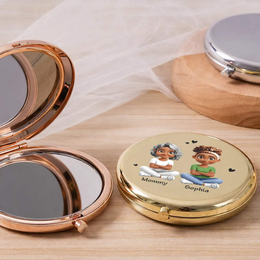Mom - Daughters (Adult),Mom - Daughters (Young),Gift For Mother,Love - I Am Who I Am Today As A Reflection Of You - Personalized Compact Mirror