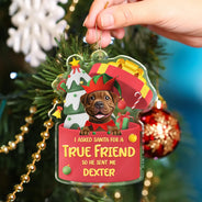 Pet Lovers,Pet Mom,Pet Dad,Dog Lovers,Dog Mom,Dog Dad,Cat Lovers,Cat Mom,Cat Dad,Gift For Women,Gift For Men,Christmas,Happy - I Asked Santa For A True Friend Dog Cat 3D Effect - Personalized Custom Shaped Acrylic Ornament