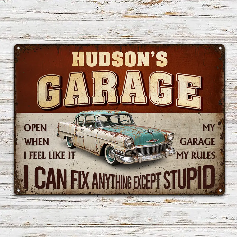Gift For Men,Gift For Yourself,Happy,Gift For Father,Gift For Grandpa,Icon - I Can Fix Anything Except Stupid - Personalized Classic Metal Signs