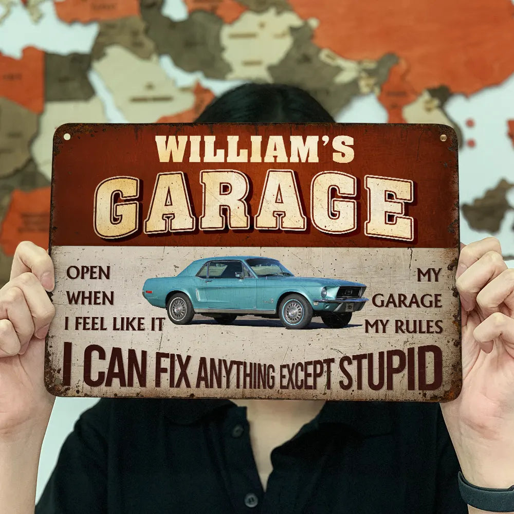 Gift For Men,Gift For Yourself,Happy,Gift For Father,Gift For Grandpa,Icon - I Can Fix Anything Except Stupid - Personalized Classic Metal Signs