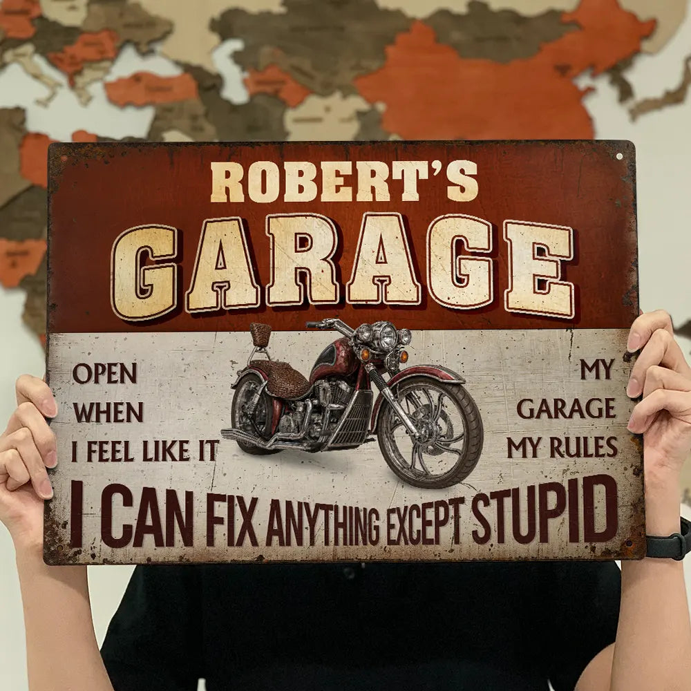 Gift For Men,Gift For Yourself,Happy,Gift For Father,Gift For Grandpa,Icon - I Can Fix Anything Except Stupid - Personalized Classic Metal Signs