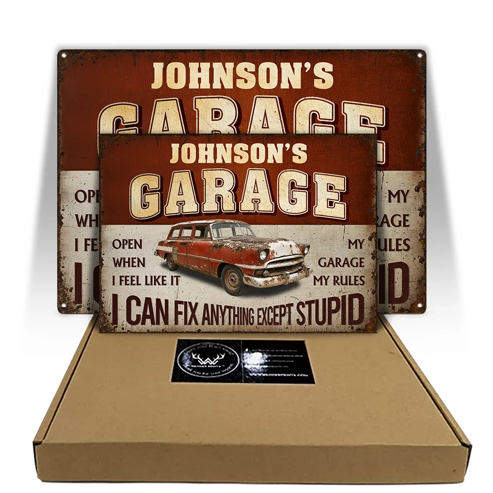 Gift For Men,Gift For Yourself,Happy,Gift For Father,Gift For Grandpa,Icon - I Can Fix Anything Except Stupid - Personalized Classic Metal Signs