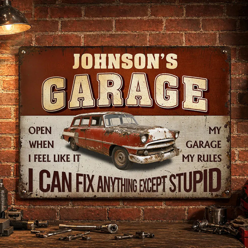 Gift For Men,Gift For Yourself,Happy,Gift For Father,Gift For Grandpa,Icon - I Can Fix Anything Except Stupid - Personalized Classic Metal Signs