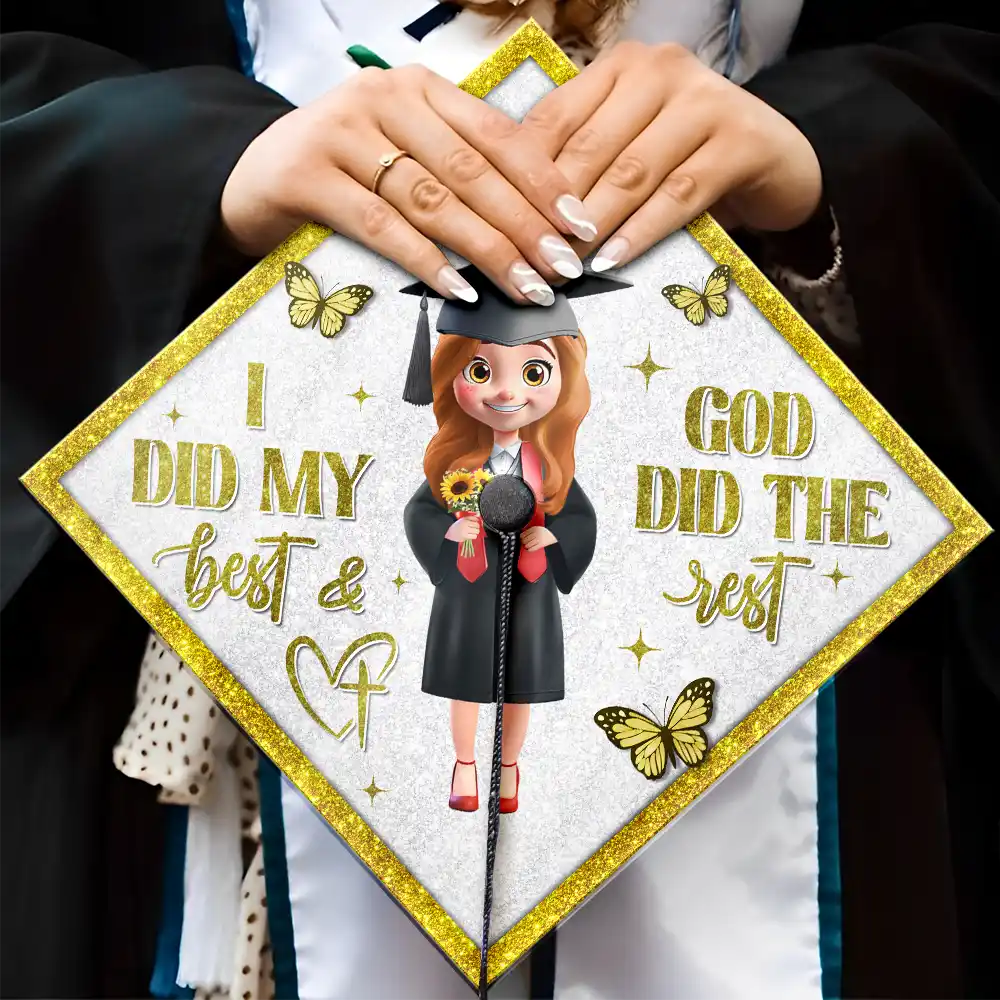 Graduation,Gift For Yourself,Happy - I Did My Best - Personalized Graduation Cap Topper
