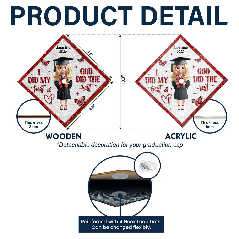 Graduation,Gift For Yourself,Happy - I Did My Best - Personalized Graduation Cap Topper