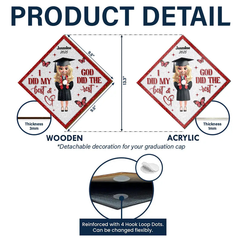 Graduation,Gift For Yourself,Happy - I Did My Best - Personalized Graduation Cap Topper