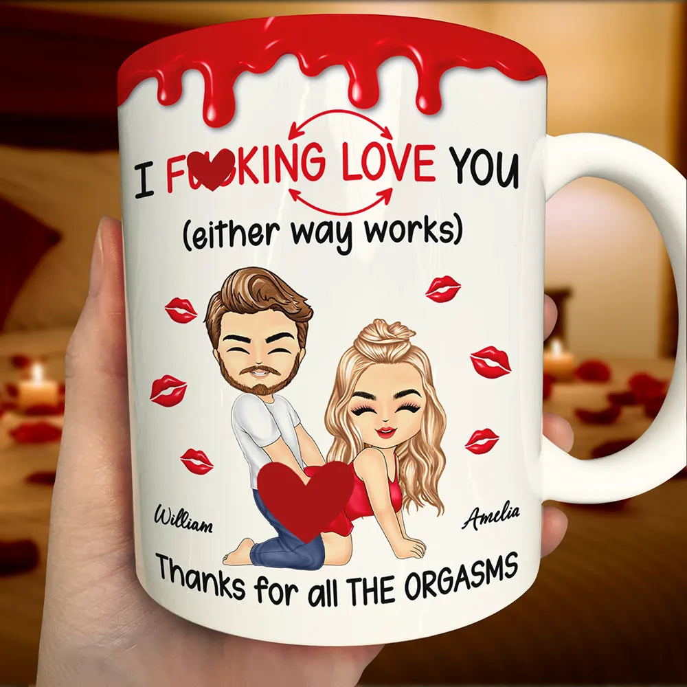 Old Couples,Gift For Couples,Gift For Husband,Gift For Wife,Gift For Boyfriend,Gift For Girlfriend,Love - I F*cking Love You Either Way Works - Personalized White Edge-to-Edge Mug