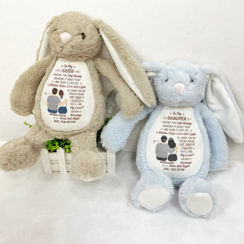 Gift For Sibling,Love,Gift For Sisters,Gift For Brothers,Gift For Bestie,Gift For Daughter,Gift For Grandkids - I Filled It With My Wishes Bestie Brother - Personalized Soft Toy Bunny