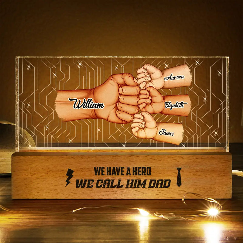 Gift For Grandpa, Gift For Father, Love - I Have A Hero - Personalized Rectangle LED Light