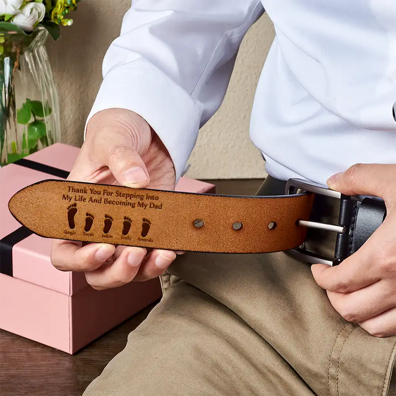 Gift For Father, Love, Happy, Gift For Men, Dad - Children - I'm Not A StepDad I'm The Dad That Stepped Up - Personalized Engraved Leather Belt