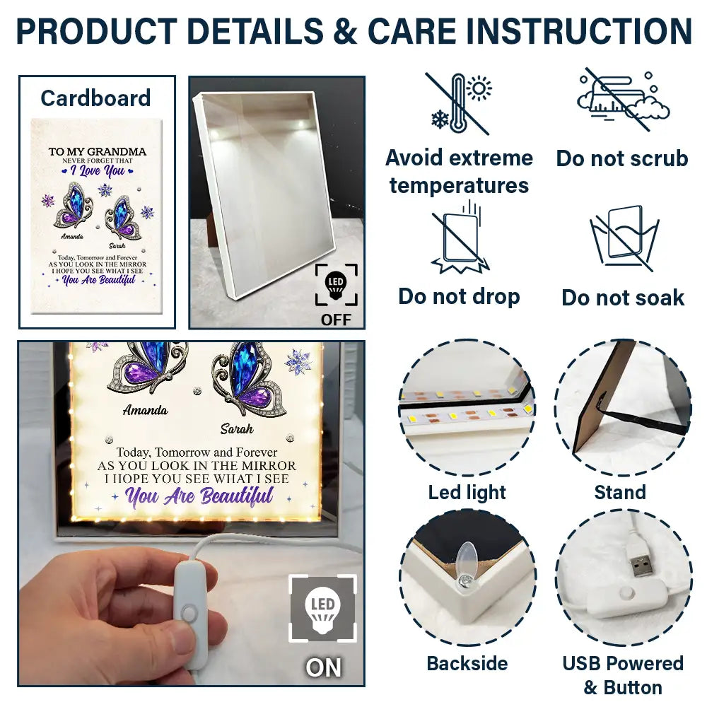 Gift For Yourself,Gift For Women - I Hope You See What I See - Personalized LED Mirror Frame Lamp