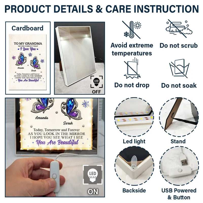 Gift For Yourself,Gift For Women - I Hope You See What I See - Personalized LED Mirror Frame Lamp