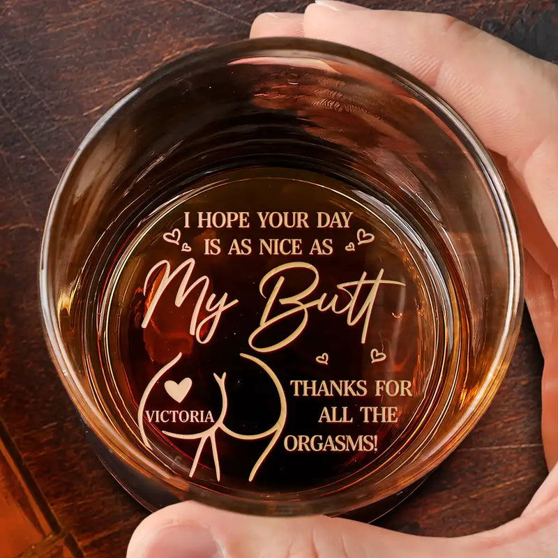 Gift For Couples,Gift For Husband,Gift For Wife,Gift For Boyfriend,Gift For Girlfriend,Funny - I Hope Your Day Is Nice - Personalized Engraved Whiskey Glass