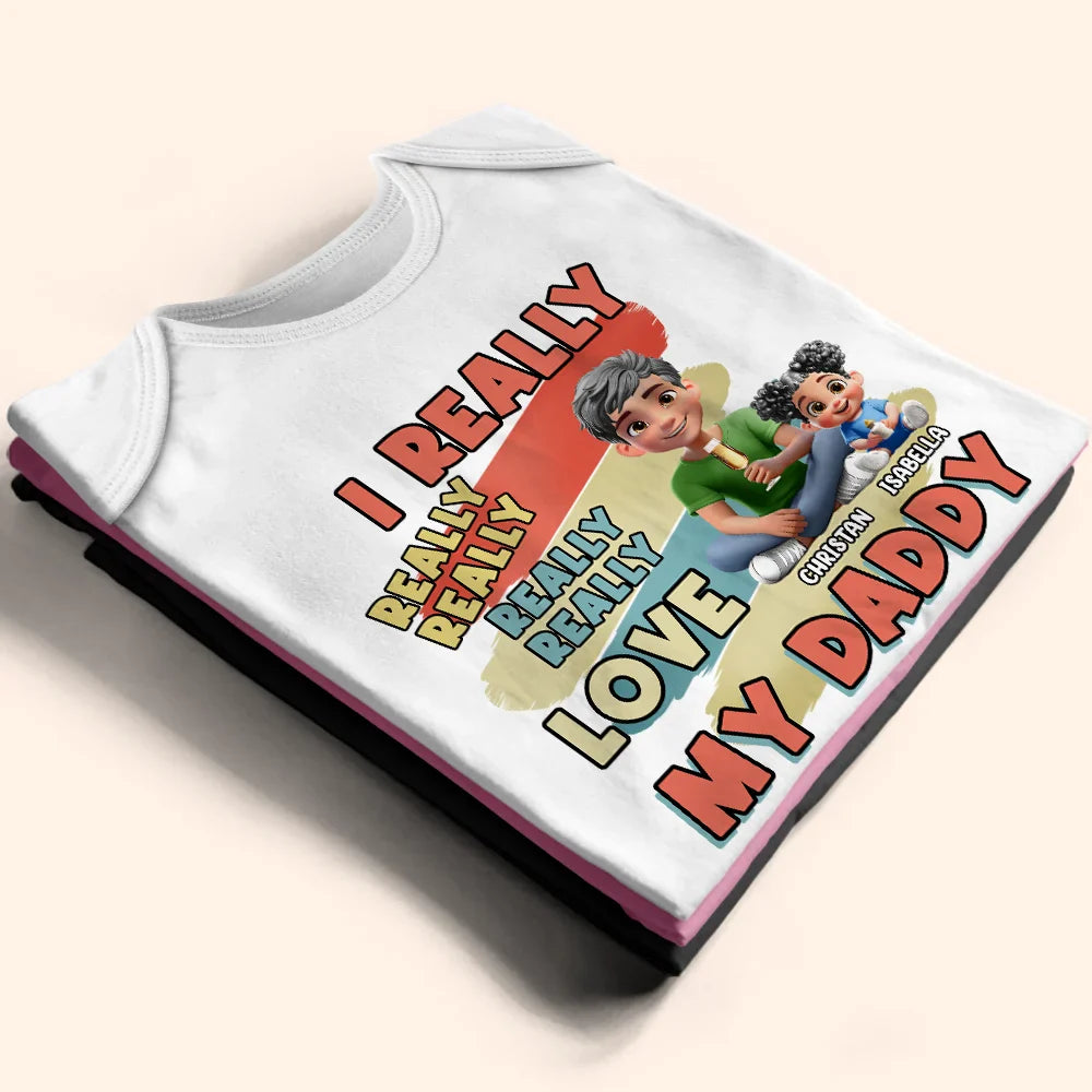 New Dad, Gift For Father - I Just Really Really Really Love My Daddy - Personalized Baby Onesie