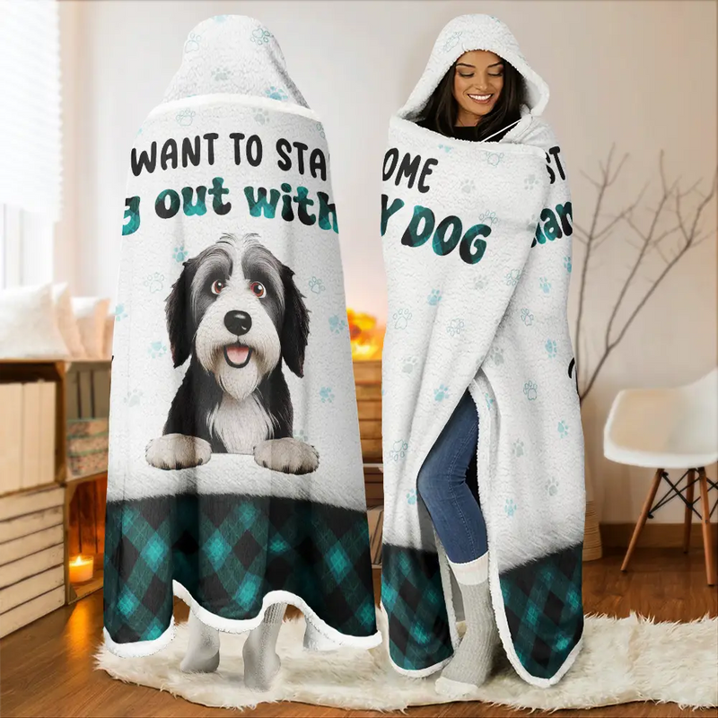 Dog Lovers,Dog Mom,Dog Dad,Gift For Women,Gift For Men,Christmas - I Just Want To Hang Out With My Dogs - Personalized Wearable Hooded Blanket