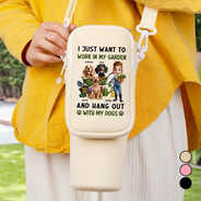 Gardening, Gift For Women, Happy, Pet Lovers, Pet Mom, Dog Lovers, Dog Mom - I Just Want To Work In My Garden - Personalized Bottle Carrier Bag