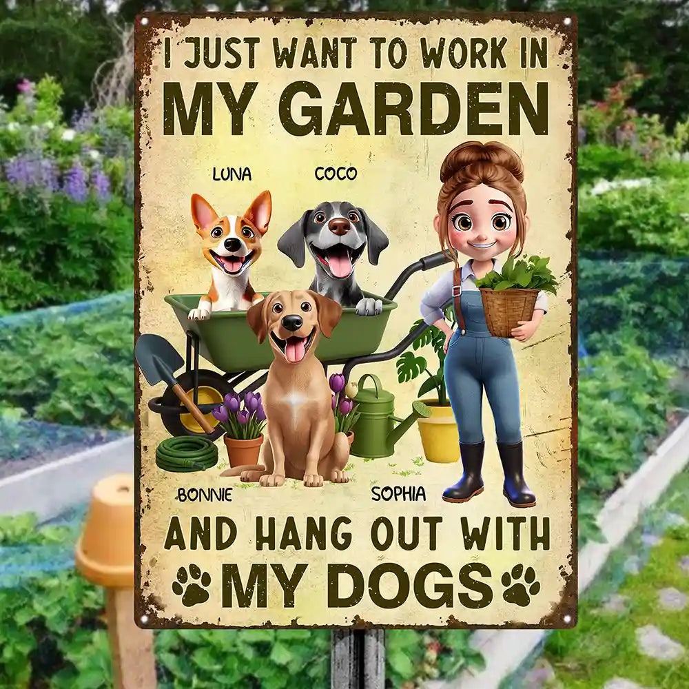 Je veux juste travailler dans mon jardin - Panneaux métalliques classiques personnalisés