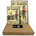 Gardening, Gift For Women, Happy, Pet Lovers, Pet Mom, Dog Lovers, Dog Mom - I Just Want To Work In My Garden - Personalized Classic Metal Signs
