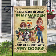 Gardening,Gift For Women,Gift For Men,Pet Lovers,Pet Mom,Pet Dad,Dog Lovers,Dog Mom,Dog Dad,Happy - I Just Want To Work In My Garden - Personalized Flag