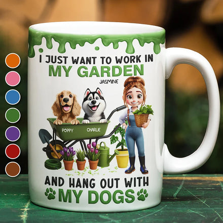 I Just Want To Work In My Garden - Personalized White Edge-to-Edge Mug
