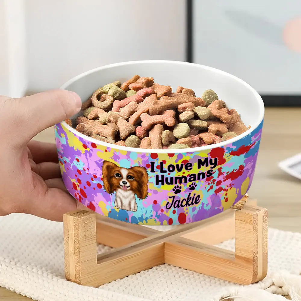 Pet Lovers, Pet Mom, Pet Dad, Happy - I Love My Humans - Personalized Pet Bowl