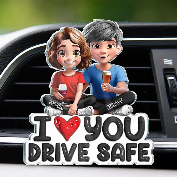 Autocollant "I Love You Drive Safe" En Forme De Cœur Pour Rétroviseur De Voiture