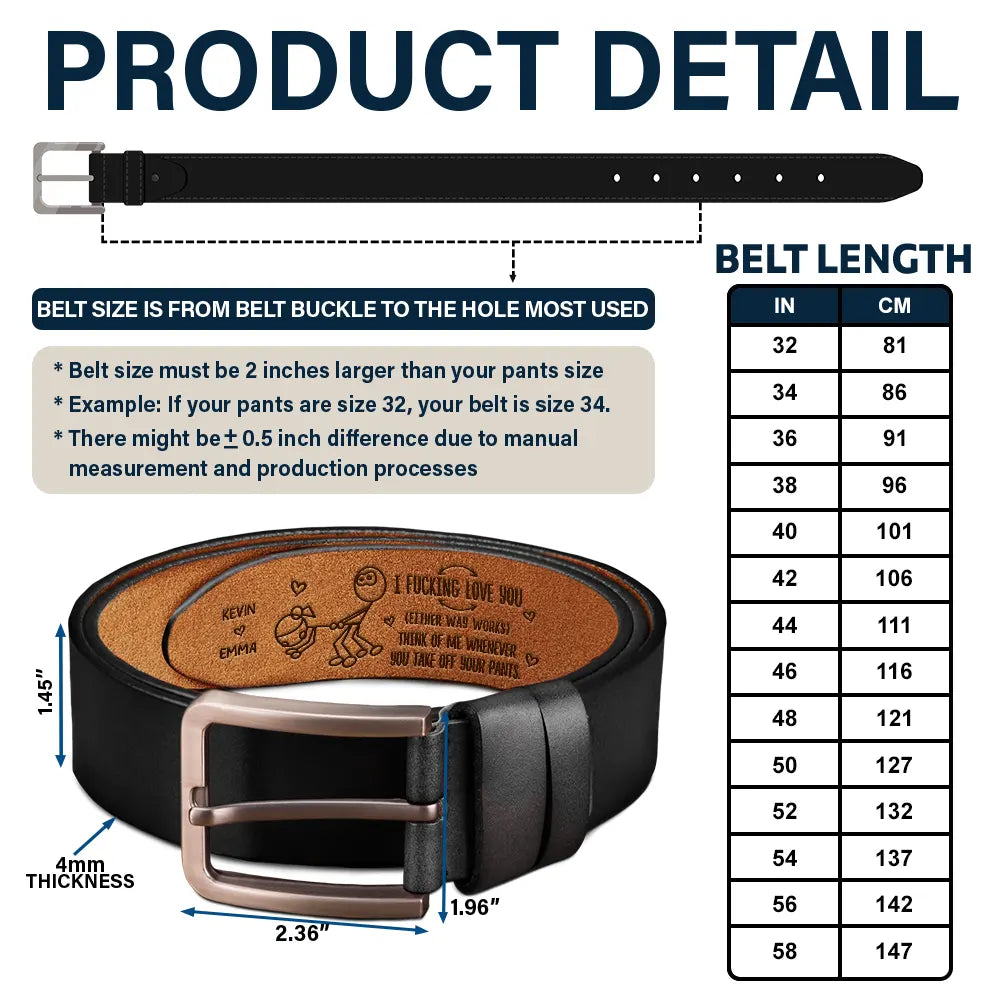 Gift For Couples,Gift For Husband,Gift For Boyfriend - I Love You Either Way - Personalized Engraved Leather Belt