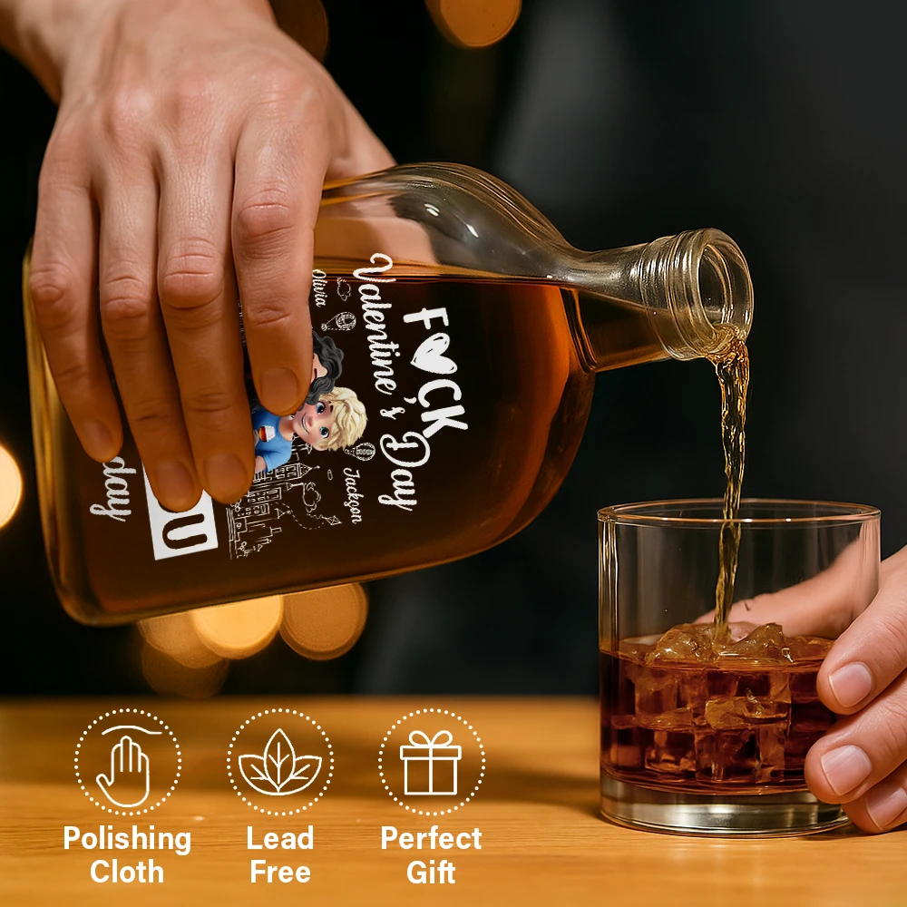 Gift For Couples,Gift For Husband,Gift For Wife,Gift For Boyfriend,Gift For Girlfriend,Happy - I Love You Everyday 3D Effect Couple - Personalized Whiskey Bottle