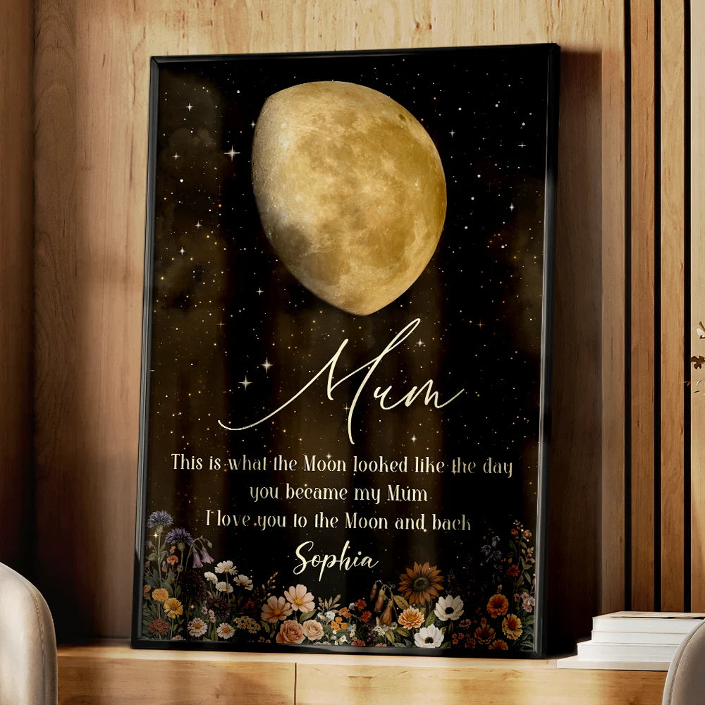 Gift For Mother, Gift For Grandma, Happy - I Love You To The Moon And Back - Personalized Poster
