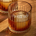 Gift For Couples,Gift For Husband,Gift For Wife,Gift For Boyfriend,Gift For Girlfriend - I Love Your Face - Personalized Rocks Whiskey Glass