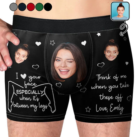 Custom Photo I Love Your Face Funny Couple - Personalized Men's Boxer Briefs