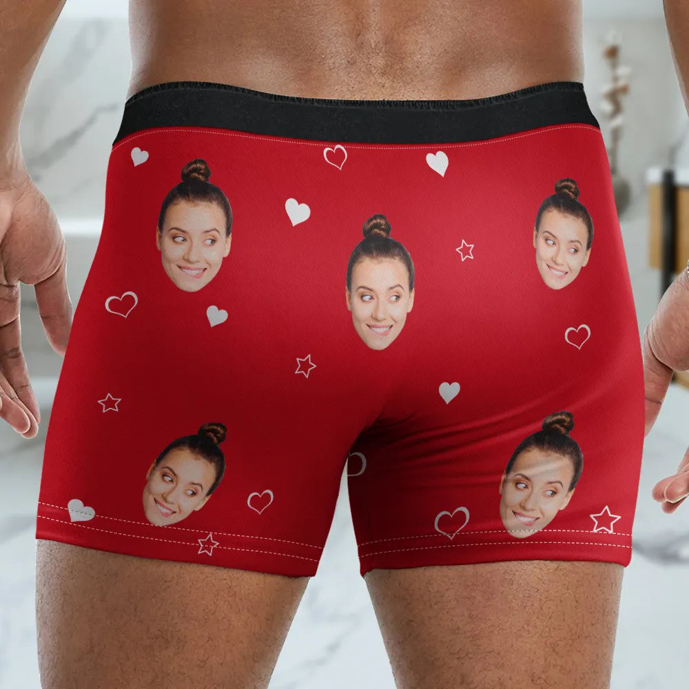 Gift For Boyfriend, Gift For Husband, Love, Funny - I Love Your Face Funny Couple - Personalized Men's Boxer Briefs