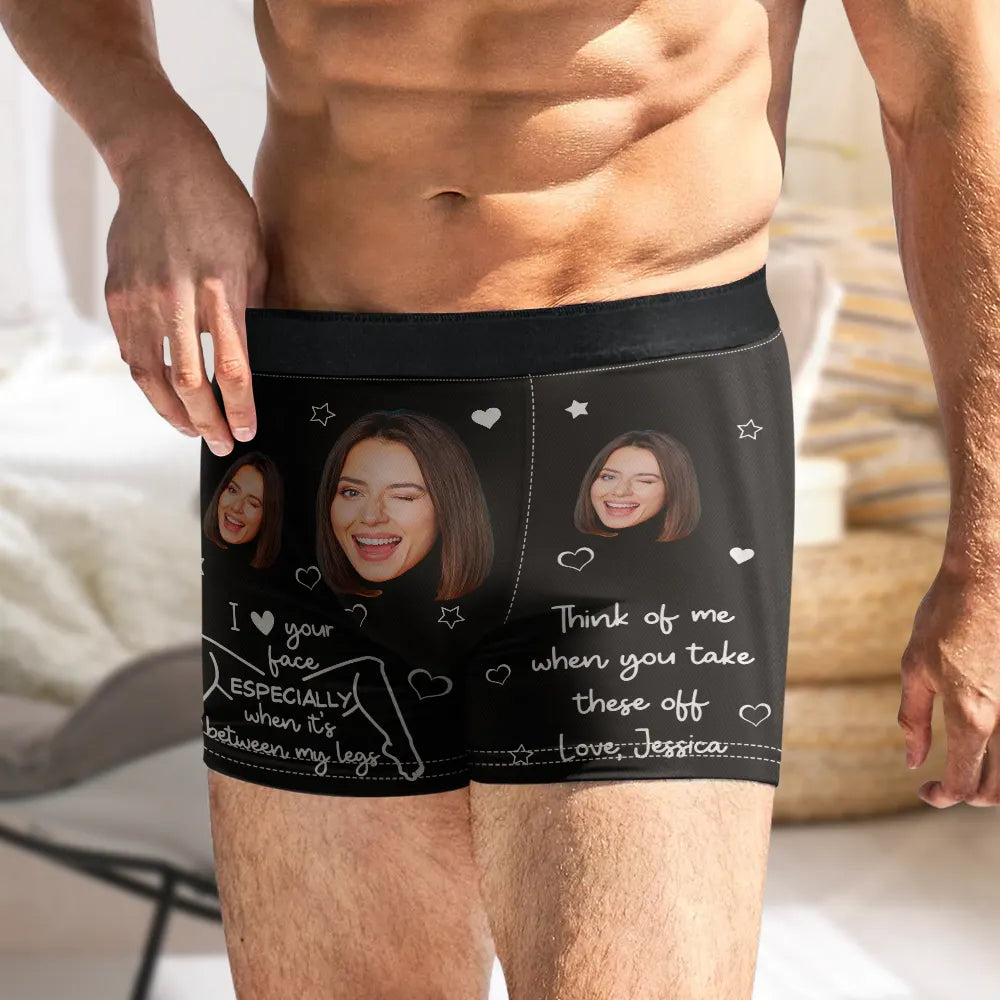 Gift For Boyfriend, Gift For Husband, Love, Funny - I Love Your Face Funny Couple - Personalized Men's Boxer Briefs