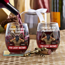 Gift For Couples,Old Couples,Gift For Husband,Gift For Wife,Gift For Boyfriend,Gift For Girlfriend,Custom Photo,Love - I Love Your Face Timber Couple - Personalized Stemless Wine Glass