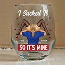 Gift For Couples,Old Couples,Gift For Husband,Gift For Wife,Gift For Boyfriend,Gift For Girlfriend,Custom Photo,Love - I Love Your Face Timber Couple - Personalized Stemless Wine Glass