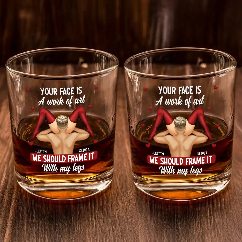 Gift For Couples,Old Couples,Gift For Husband,Gift For Wife,Gift For Boyfriend,Gift For Girlfriend,Custom Photo,Love - I Love Your Face Timber Couple - Personalized Whiskey Glass