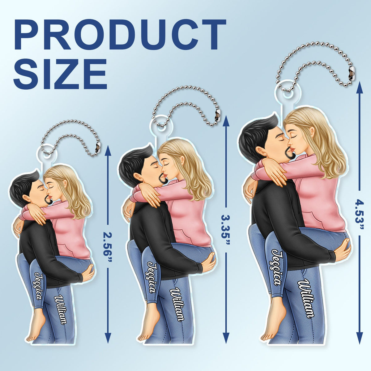 Personalized Acrylic Car Hanger Couple Kissing - Anniversary Gift For Couples - Personalized Car Ornam - Sun-rais Kissing Couple Keychain