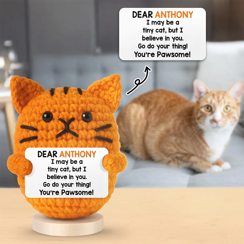 Pet Lovers - I May Be A Tiny Cat - Personalized Doll Crochet With Custom Card