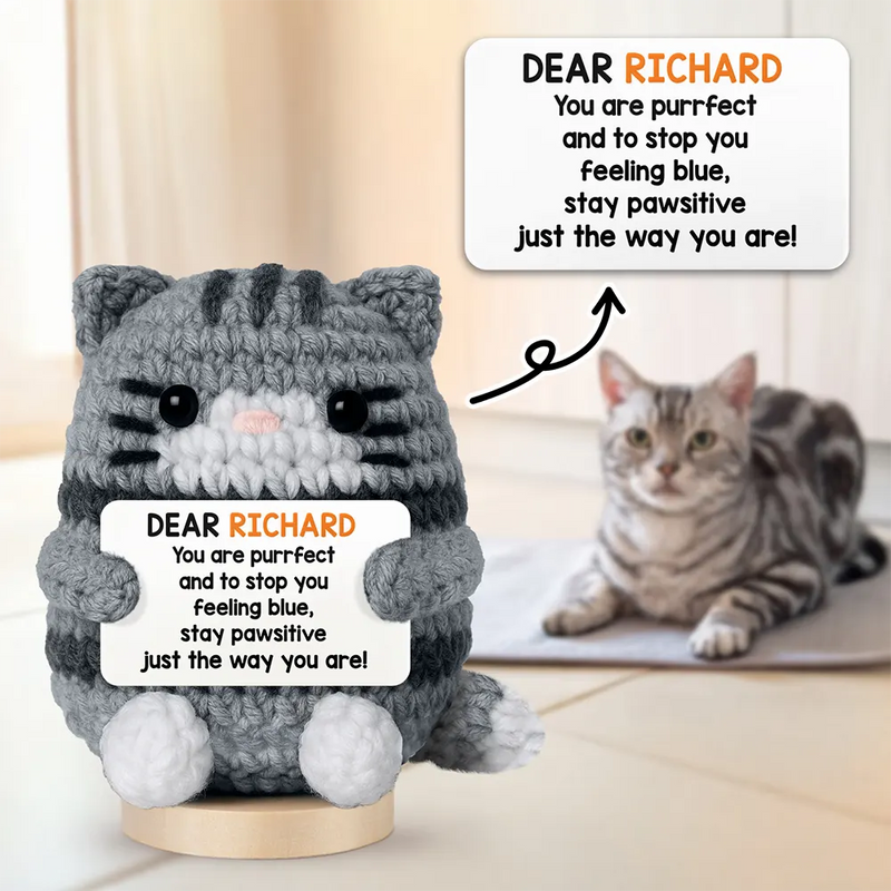 Pet Lovers - I May Be A Tiny Cat - Personalized Doll Crochet With Custom Card