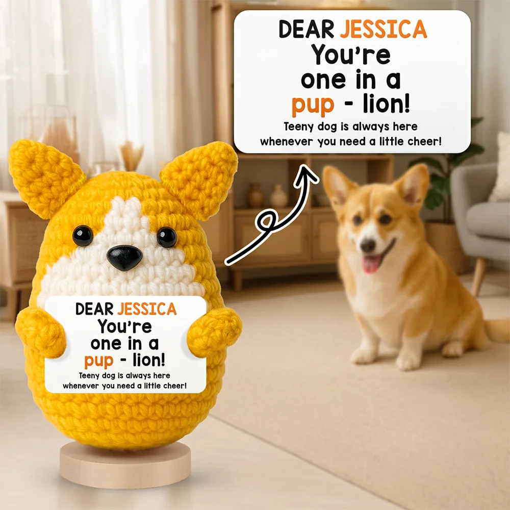 Pet Lovers - I May Be A Tiny Dog - Personalized Doll Crochet With Custom Card