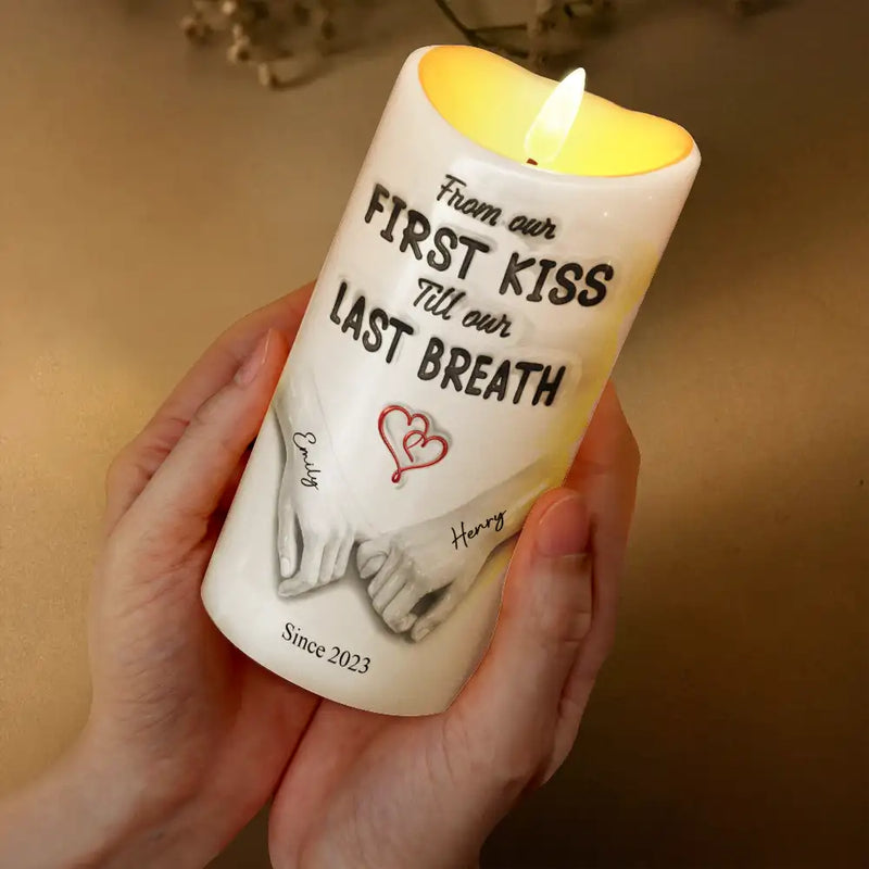 Gift For Couples,Gift For Husband,Gift For Wife,Gift For Boyfriend,Gift For Girlfriend,Custom Photo,Love - I Met You I Liked You - Personalized Flameless LED Candle