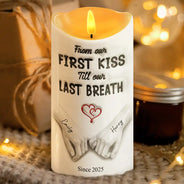 Gift For Couples,Gift For Husband,Gift For Wife,Gift For Boyfriend,Gift For Girlfriend,Custom Photo,Love - I Met You I Liked You - Personalized Flameless LED Candle