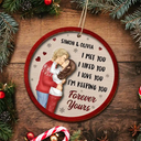 Christmas,Gift For Couples,Gift For Husband,Gift For Wife,Gift For Boyfriend,Gift For Girlfriend,Happy - I Met You I Liked You Couple - Personalized 2-Layered Wooden Ornament