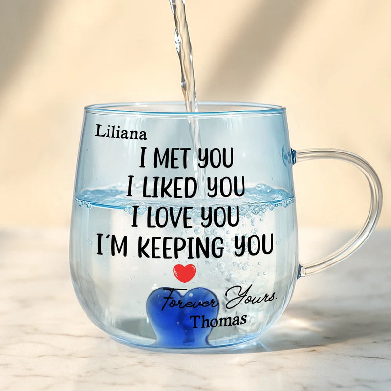 Love, Gift For Couples, Gift For Husband, Gift For Wife, Gift For Boyfriend, Gift For Girlfriend - I Met You I Liked You Couple - Personalized Gradient Glass Mug