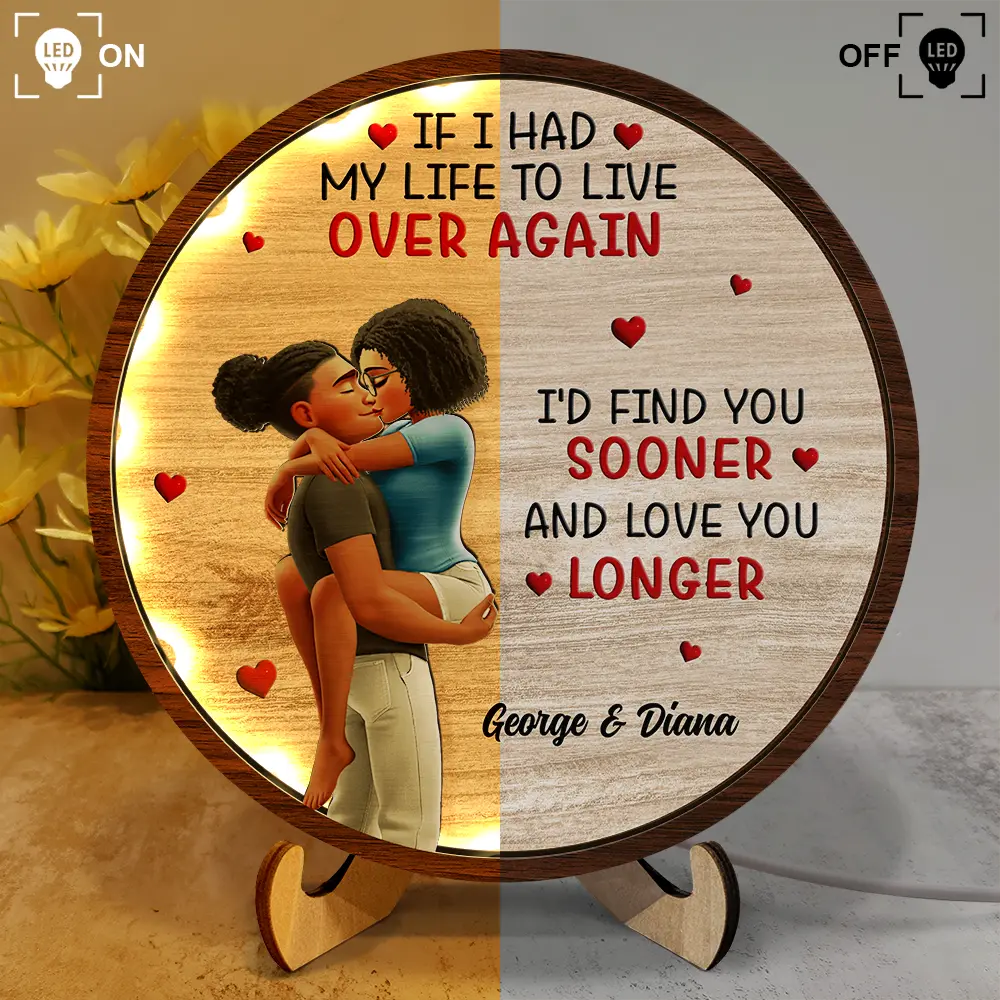 Gift For Couples,Gift For Husband,Gift For Wife,Gift For Girlfriend,LGBT,Love - I Met You Liked You Love You Forever - Personalized LED Light Wooden Plaque