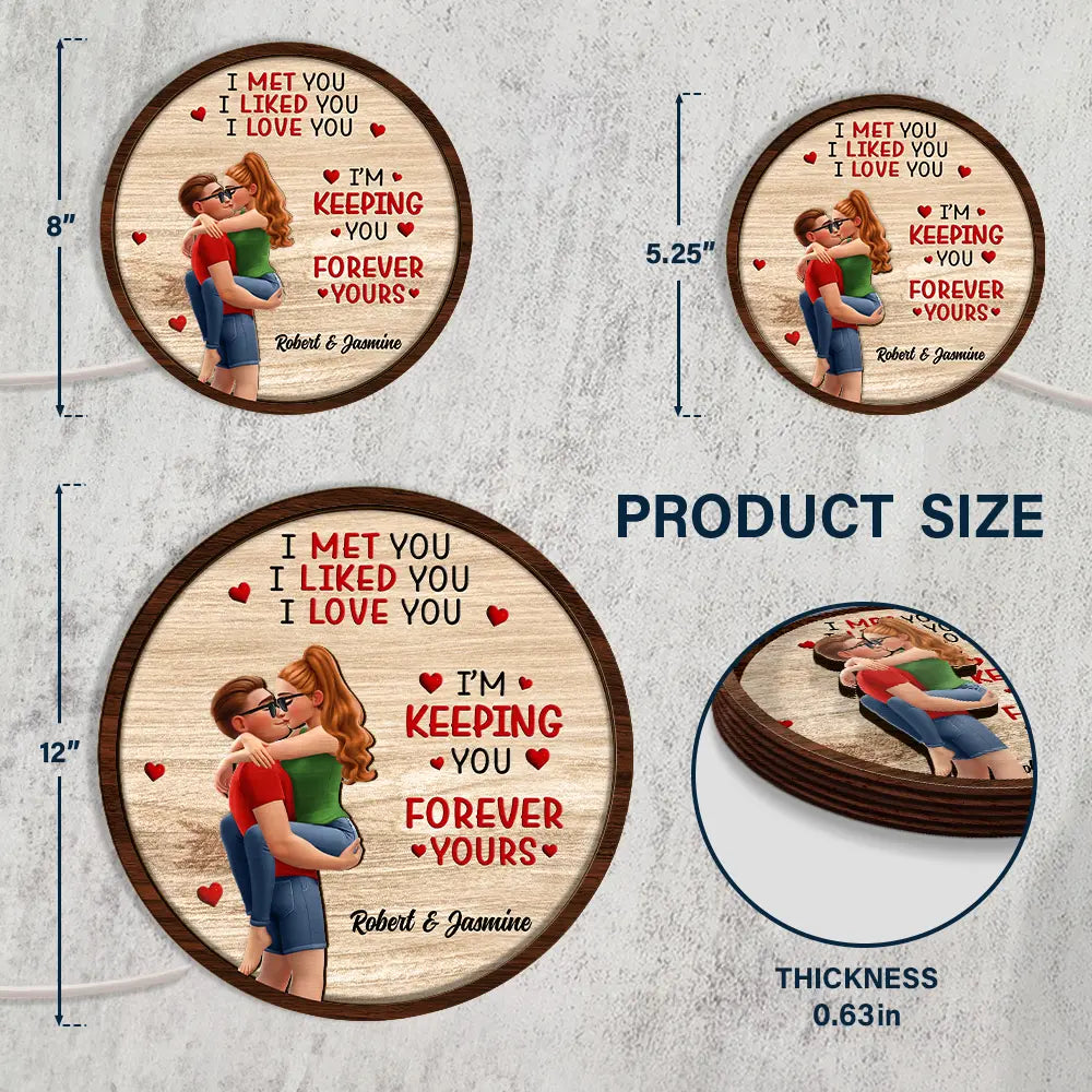 Gift For Couples,Gift For Husband,Gift For Wife,Gift For Girlfriend,LGBT,Love - I Met You Liked You Love You Forever - Personalized LED Light Wooden Plaque