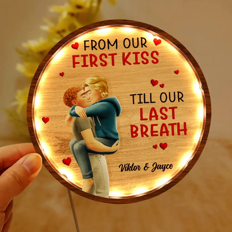 Gift For Couples,Gift For Husband,Gift For Wife,Gift For Girlfriend,LGBT,Love - I Met You Liked You Love You Forever - Personalized LED Light Wooden Plaque