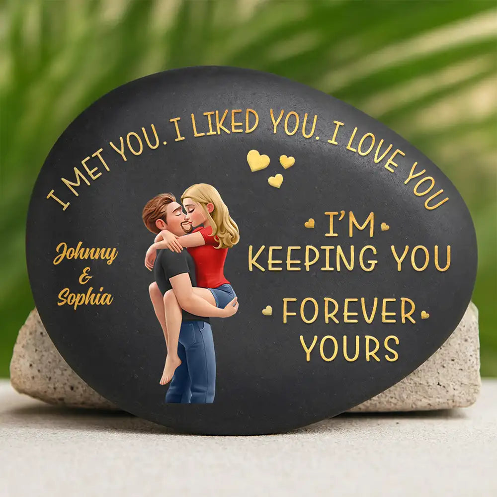 Gift For Couples,Gift For Husband,Gift For Wife,Gift For Boyfriend,Gift For Girlfriend,Love - I Met You Liked You Love You Forever - Personalized Printed Rock