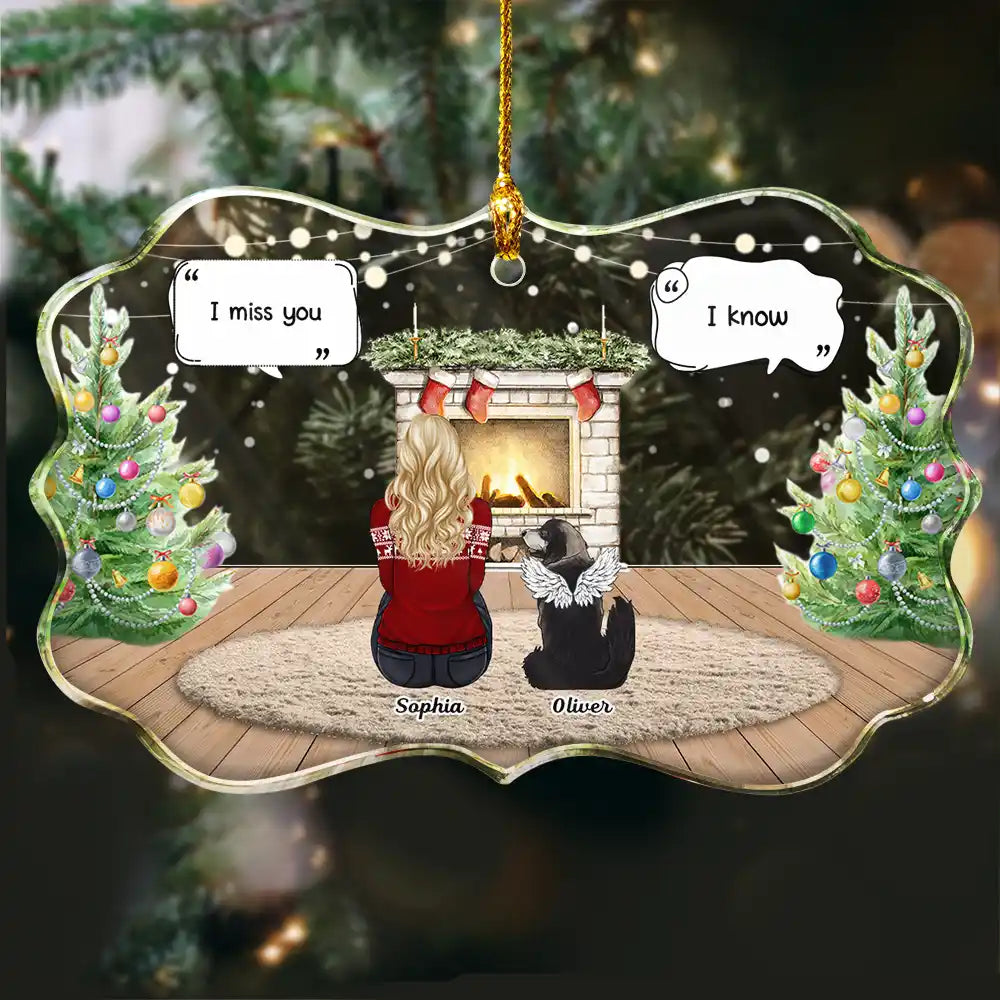 Sad,Memorial,Pet Lovers,Christmas - I Miss You Cozy Home - Personalized Medallion Glass Ornament