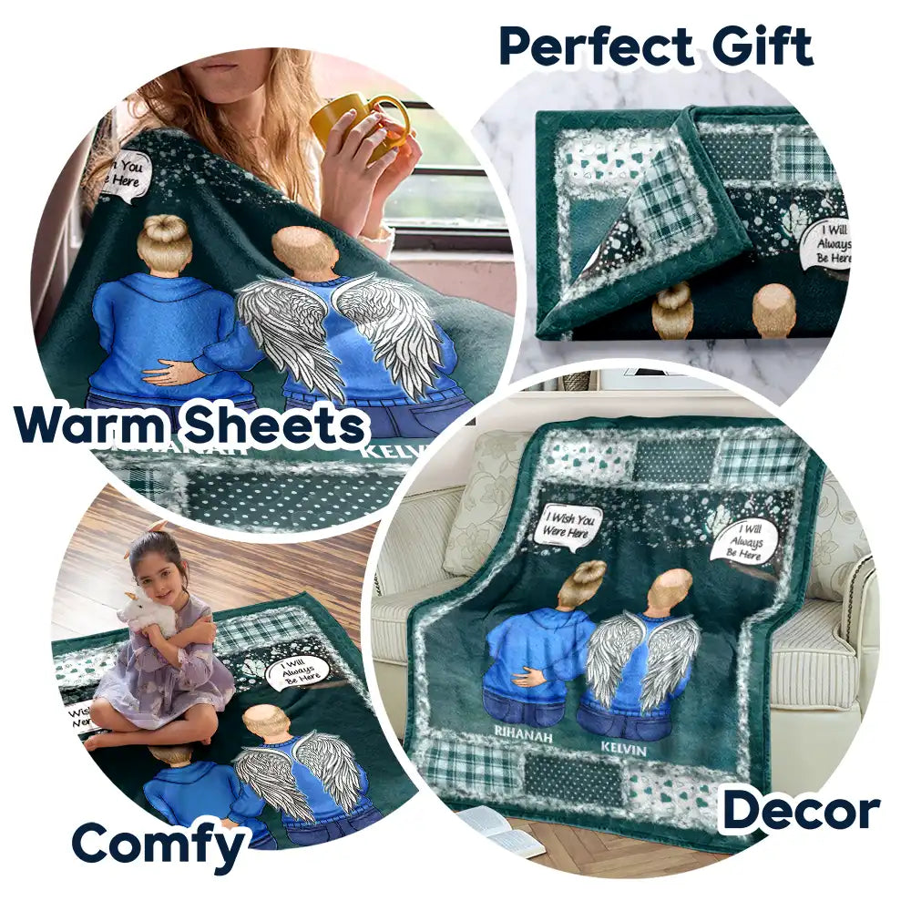 Family,Memorial,Gift For Women,Gift For Men,Sad,Christmas - I Miss You I'm Always With You - Personalized Fleece Blanket, Sherpa Blanket